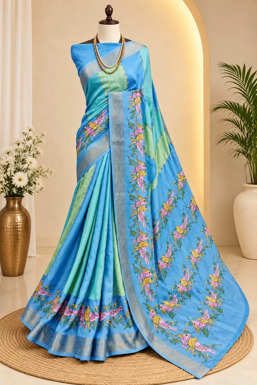 3D Floral Digital Dola Silk Cotton Saree